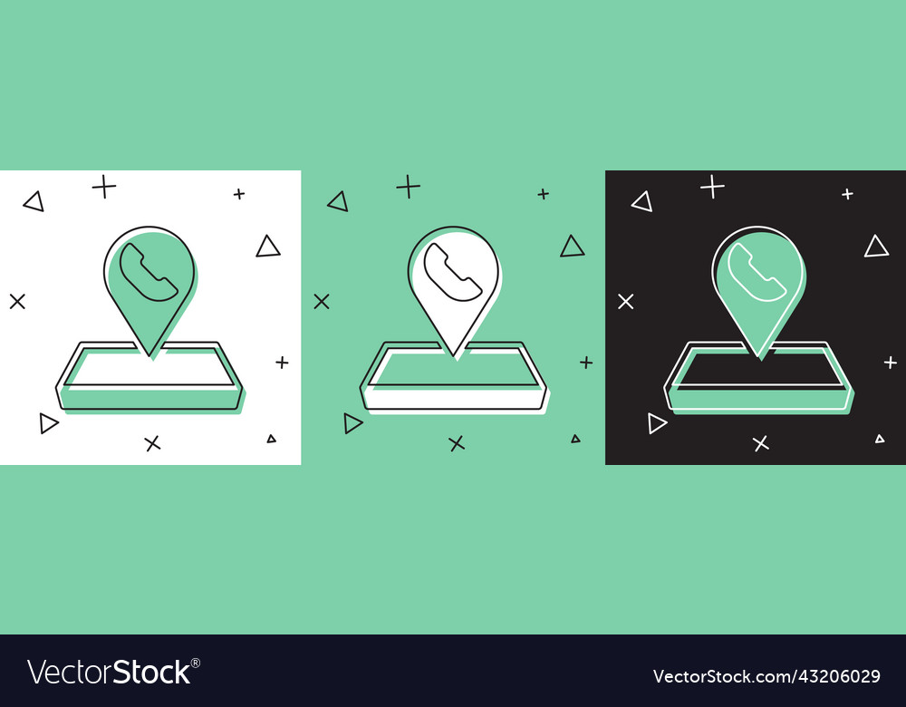 Set map pointer with telephone or communication vector image Set map pointer with telephone or communication