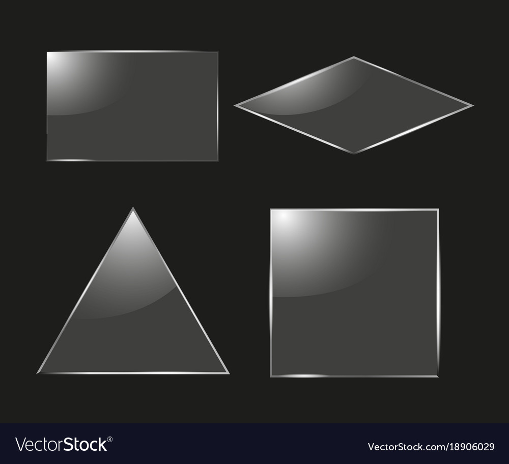 Set of glass square rectangular and round frames