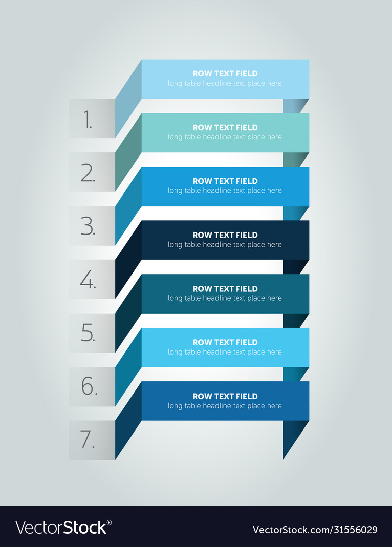 Table schedule design template with 7 row banner vector image Table schedule design template with 7 row banner