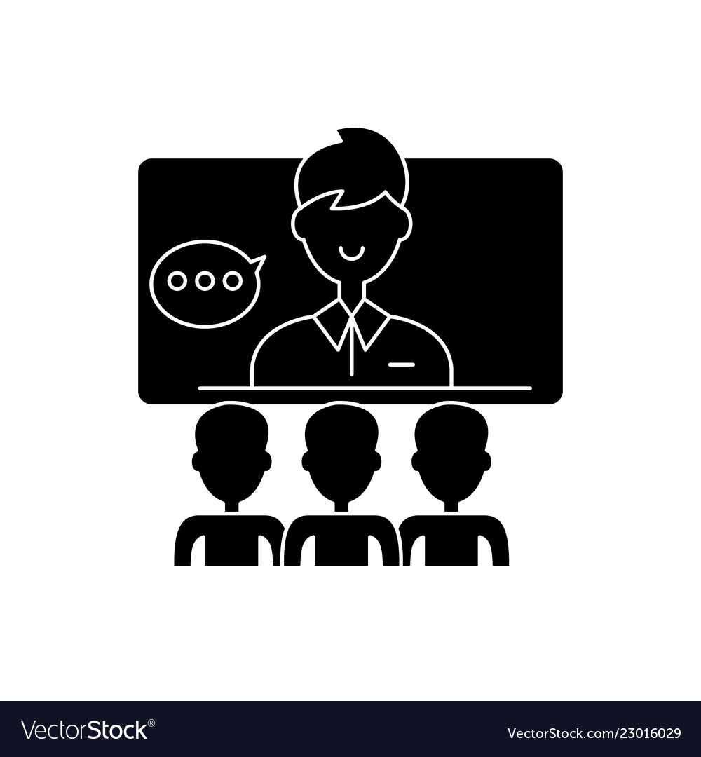 Teleconference black icon sign on isolated