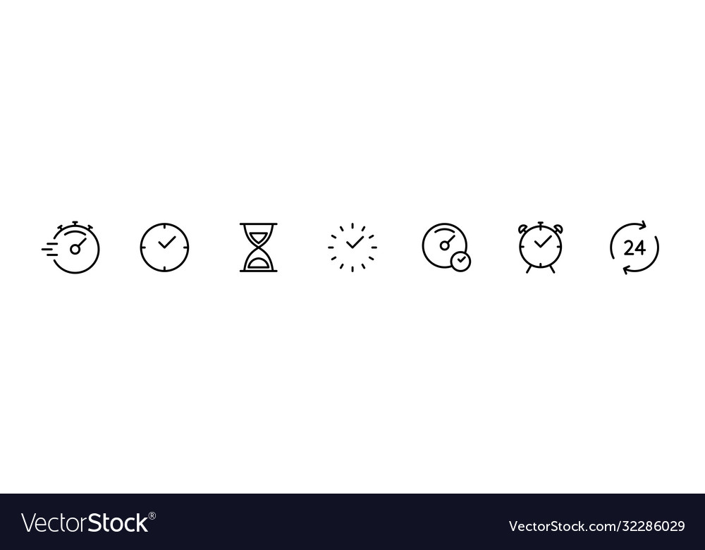 Time and clock linear icons collection Vector Image Time and clock linear icons collection