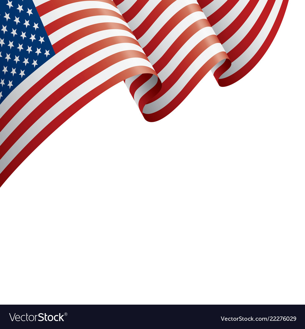 USA Flag on White Background
