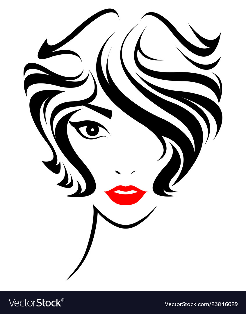 Women short hair style icon logo face Royalty Free Vector Women short hair style icon logo face Royalty Free Vector