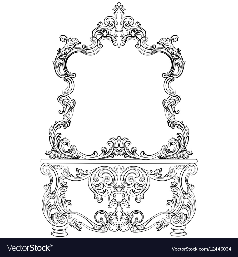 Baroque furniture dressing table and mirror frame