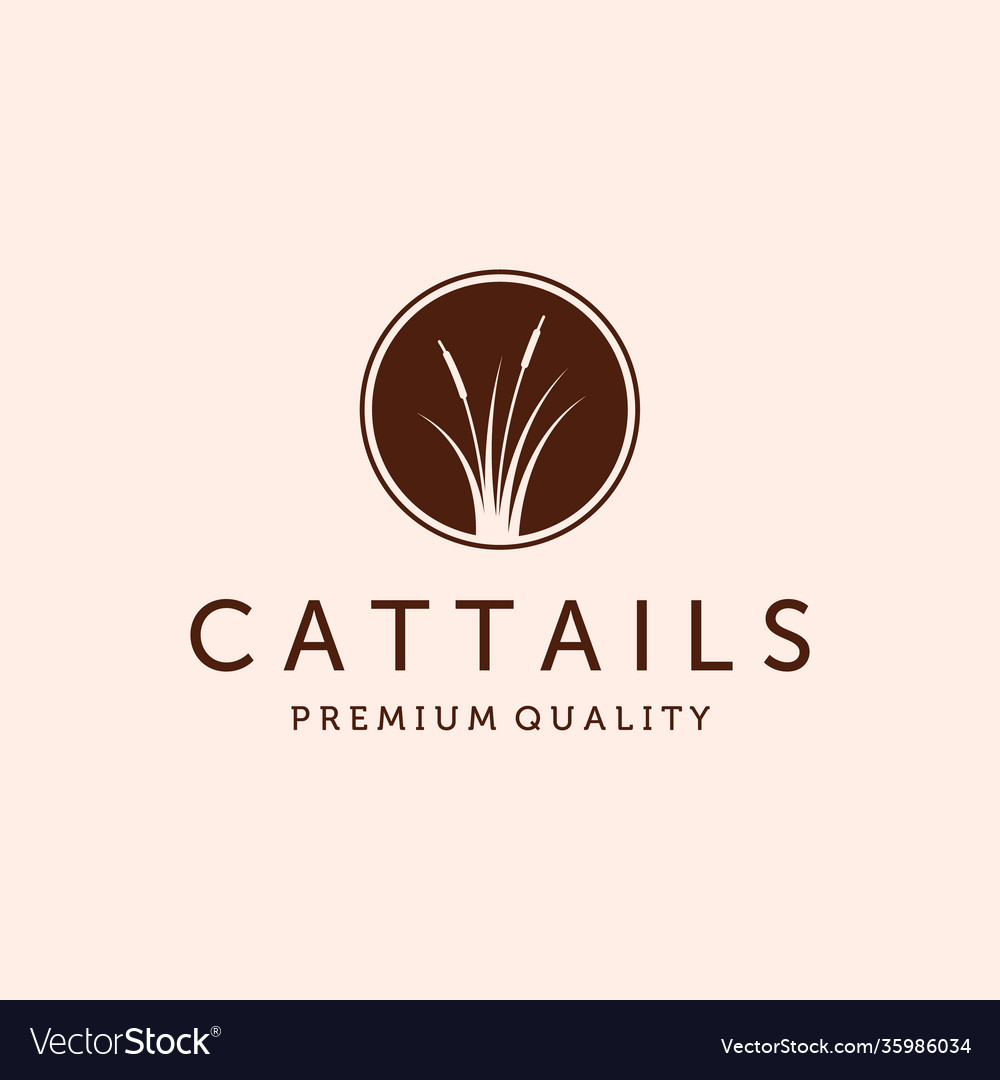 Cattail or reed logo design simple modern