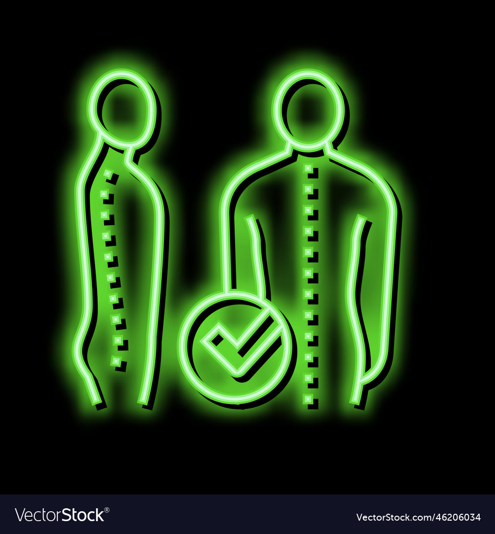 Correct posture neon glow icon