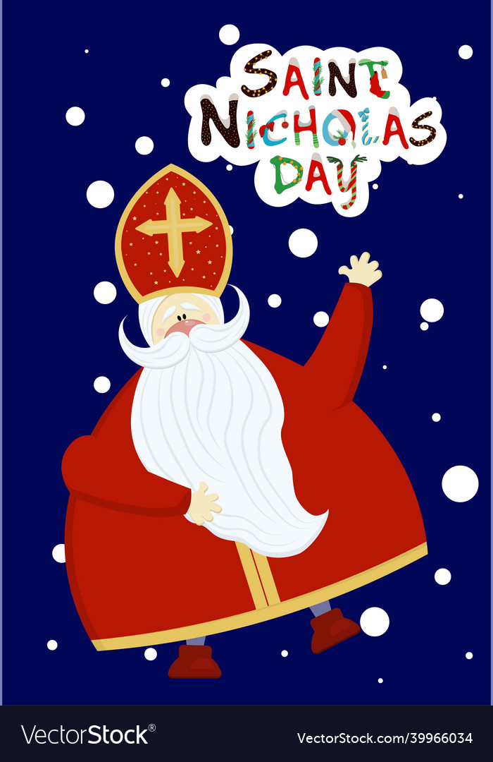 Cute Postcard For Saint Nicholas Sinterklaas Vector Image