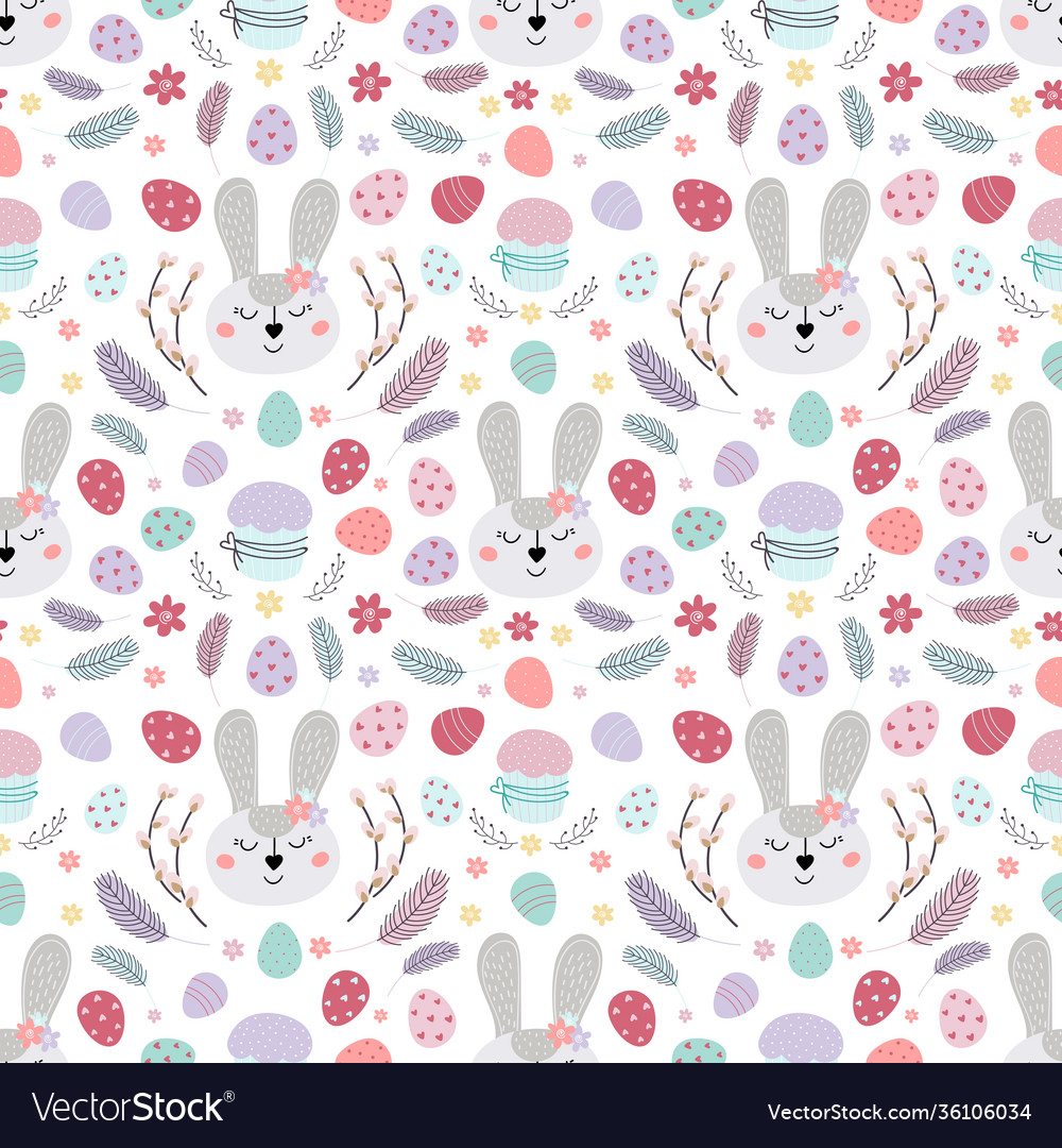 Easter bunny patternpattern with rabbiteggscake