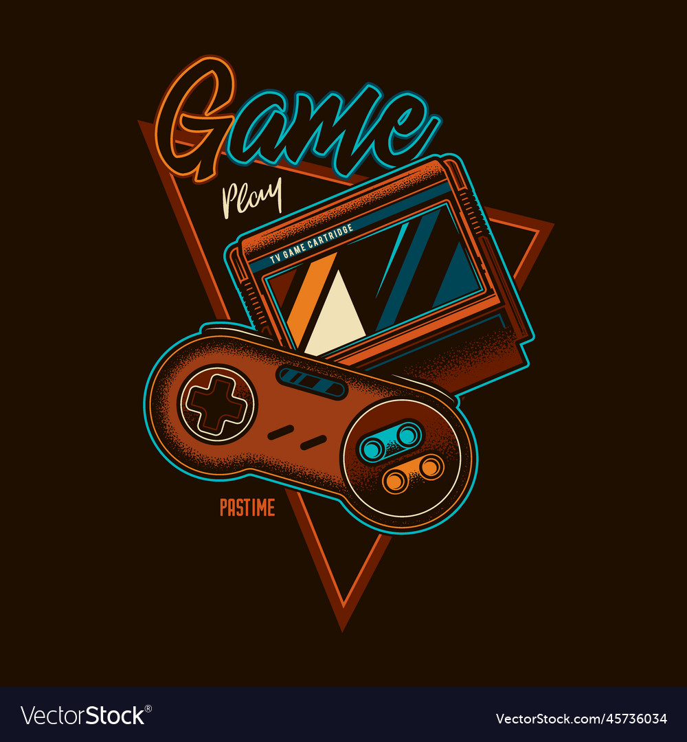 Emblem with the image of a retro gamepad vector image Emblem with the image of a retro gamepad