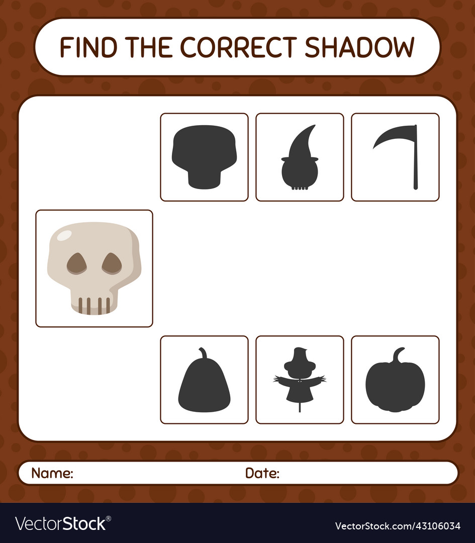 Find the correct shadows game with skull Vector Image Find the correct shadows game with skull