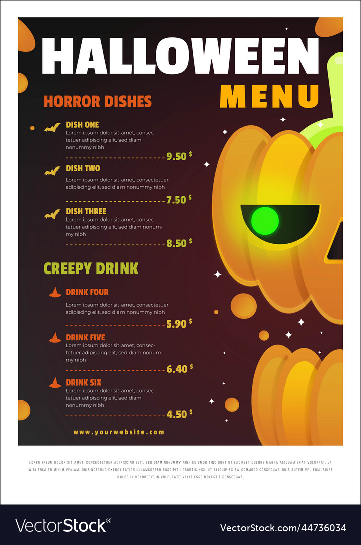 Halloween Menu Template Flat Design Royalty Free Vector