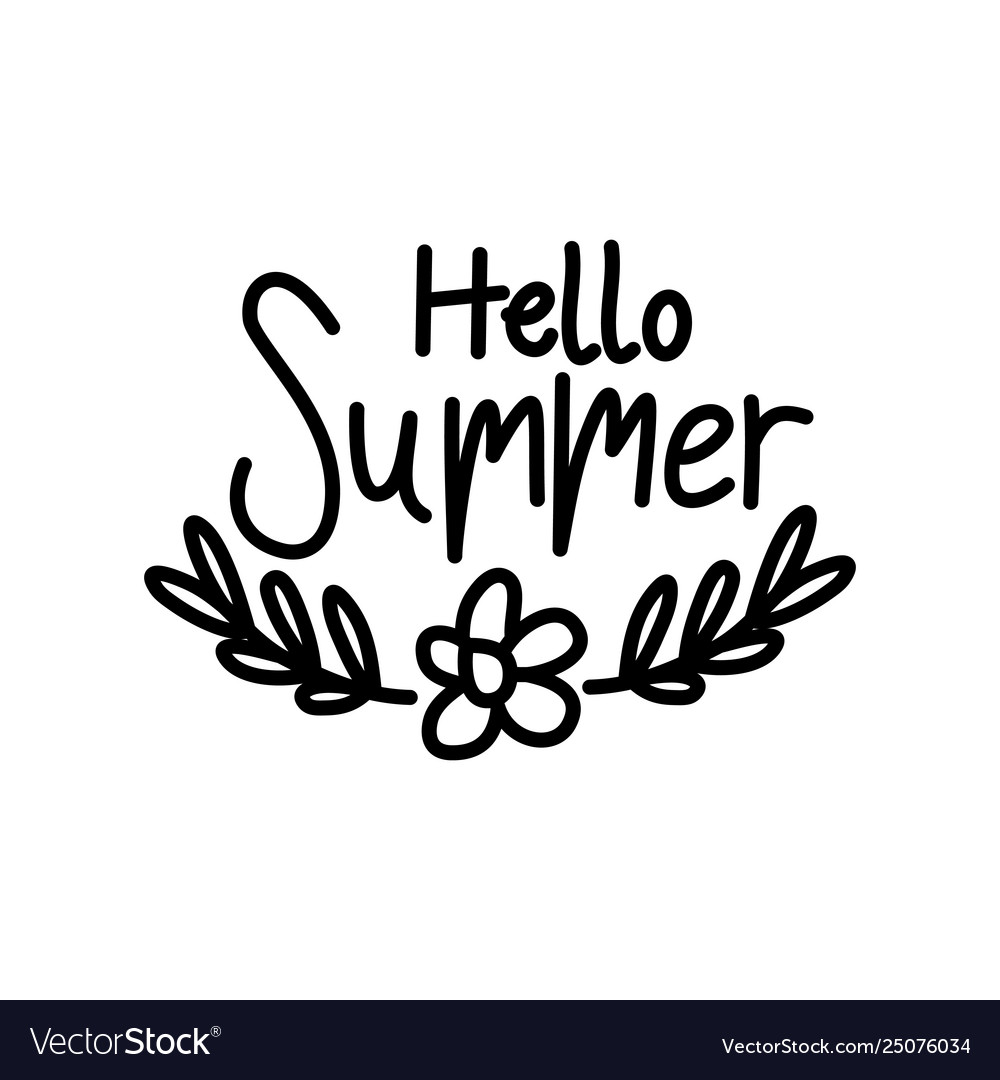 Hello summer script text design template vector image Hello summer script text design template