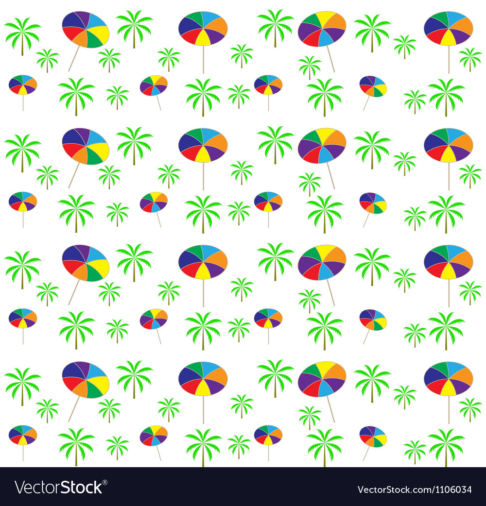 Palm trees umbrellas seamless pattern