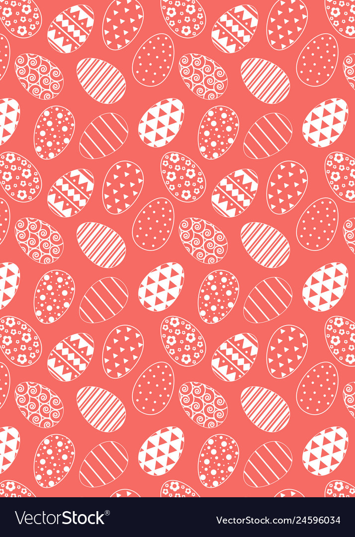 Pattern with easter eggs white line