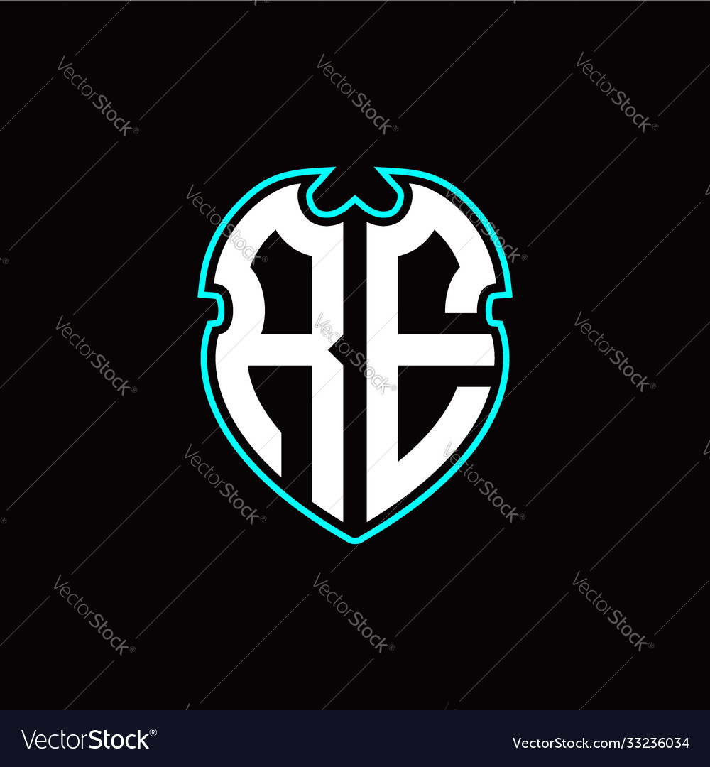 R e initial logo design with a shield shape vector image R e initial logo design with a shield shape