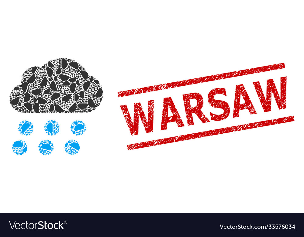 Rain cloud recursive mosaic items vector image Rain cloud recursive mosaic items