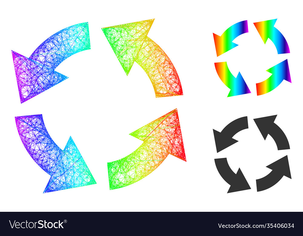 Rainbow net mesh gradient circulation icon vector image Rainbow net mesh gradient circulation icon