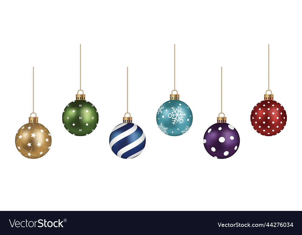 Realistic Christmas Ornaments Set