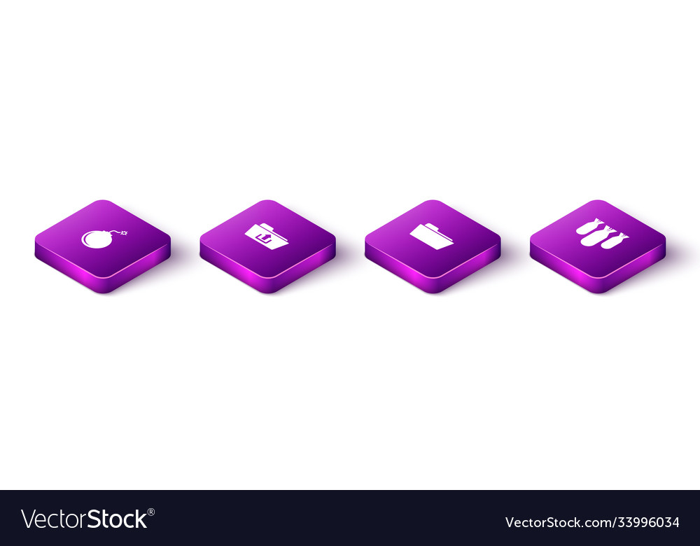 Set isometric bomb ready to explode folder upload Vector Image Set isometric bomb ready to explode folder upload