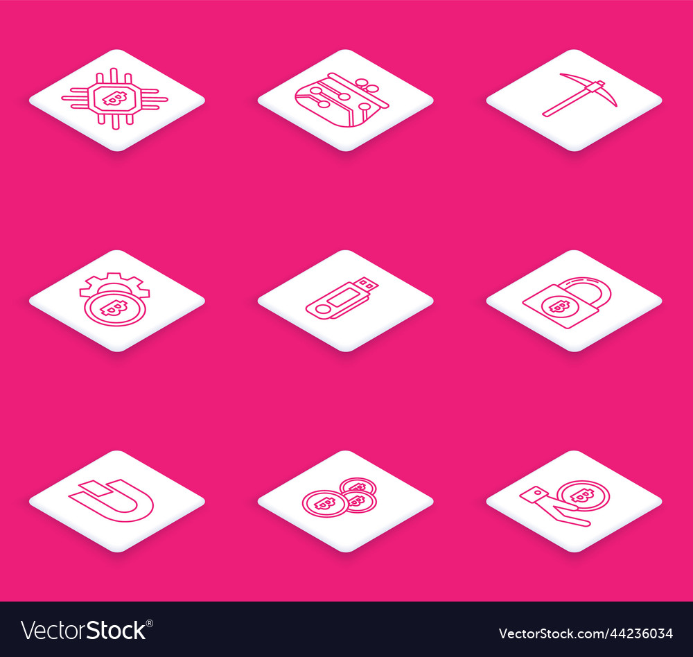 Set line cpu mining farm cryptocurrency wallet vector image Set line cpu mining farm cryptocurrency wallet
