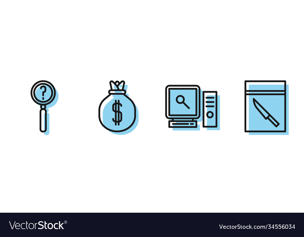 Set line search on computer screen magnifying vector image Set line search on computer screen magnifying