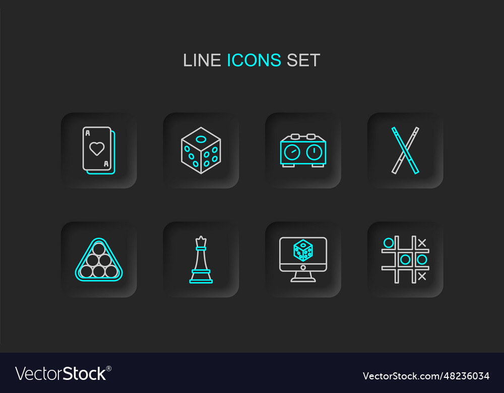 Set line tic tac toe game dice chess vector image Set line tic tac toe game dice chess