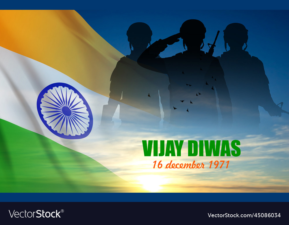 Silhouette of soldiers with india flag vector image Silhouette of soldiers with india flag