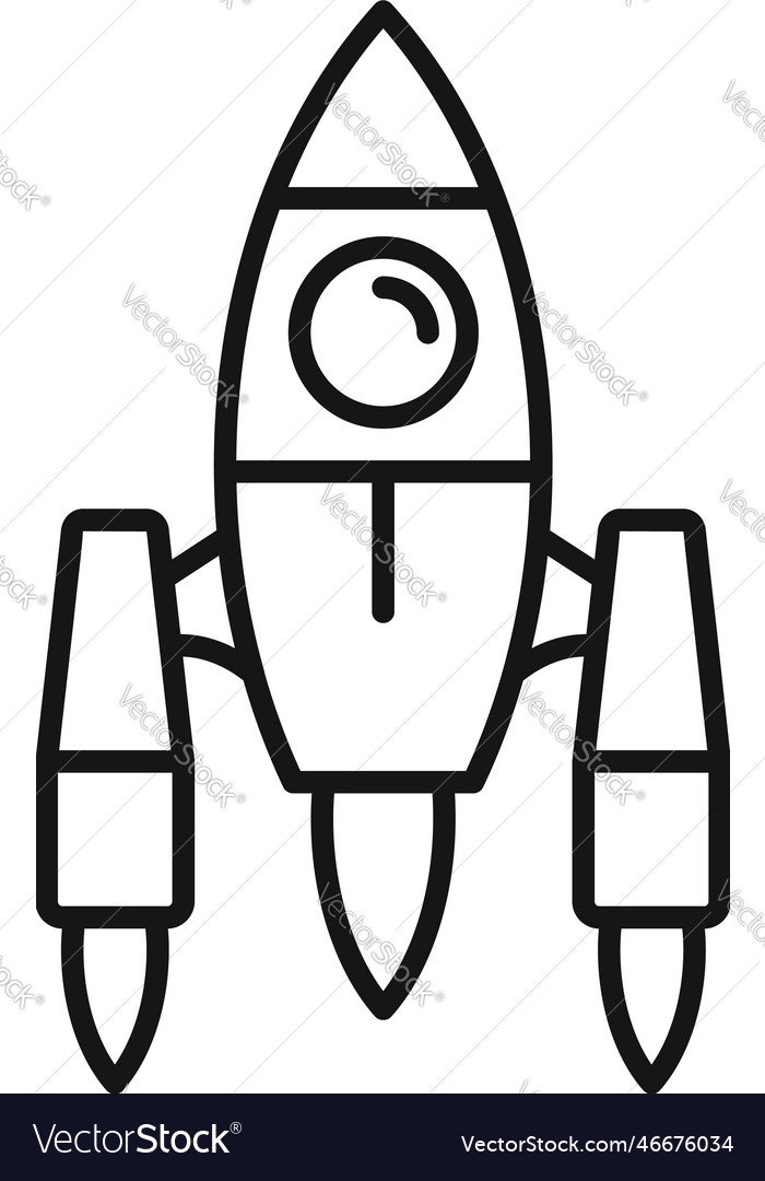 Spaceship icon outline rocket space Royalty Free Vector