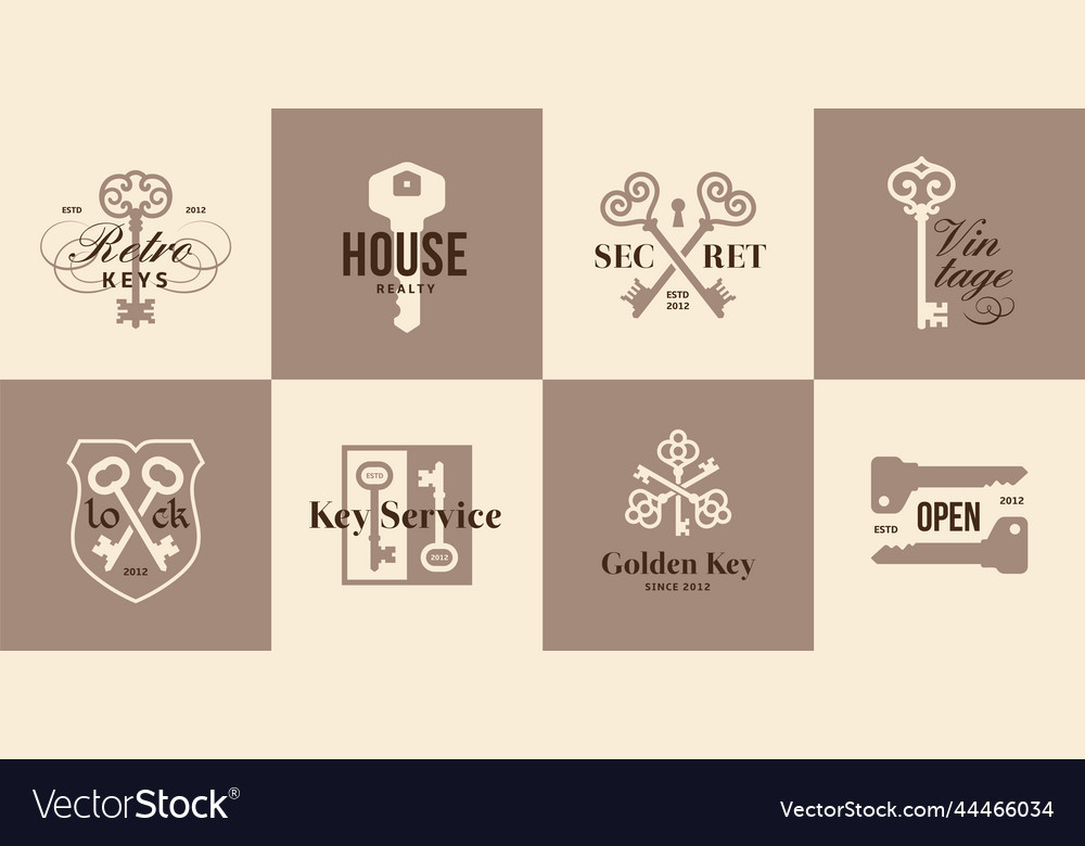 Vintage key label real estate logos medieval Vector Image