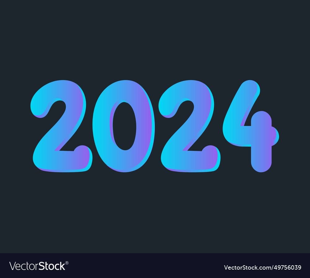 2024 happy new year abstract cyan graphic design Vector Image