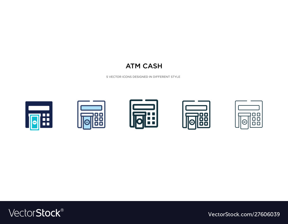 Atm cash icon in different style two colored