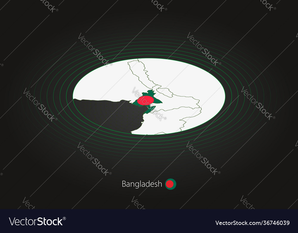 Bangladesh map in dark color oval