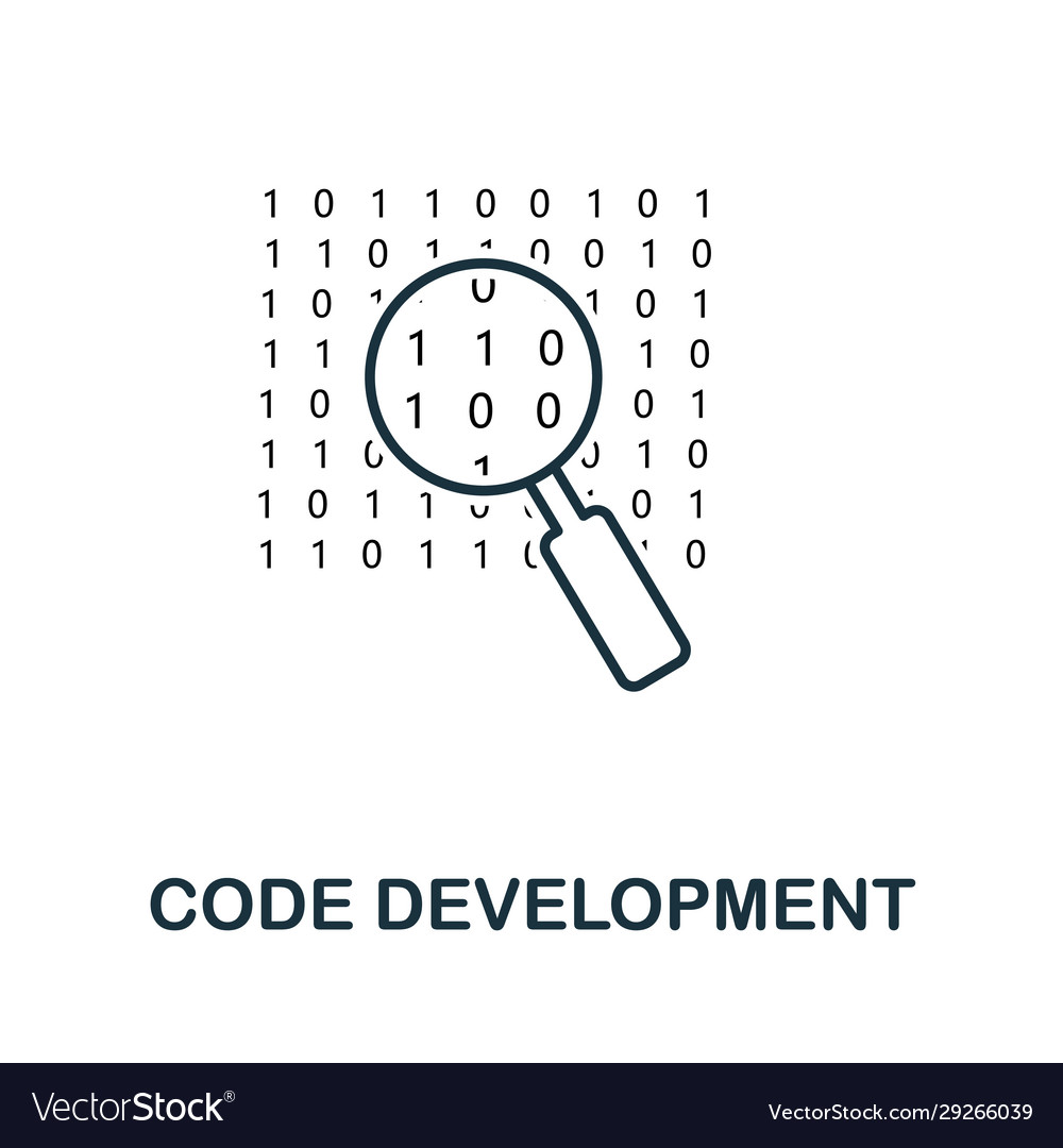 Code development line icon thin design style from vector image Code development line icon thin design style from