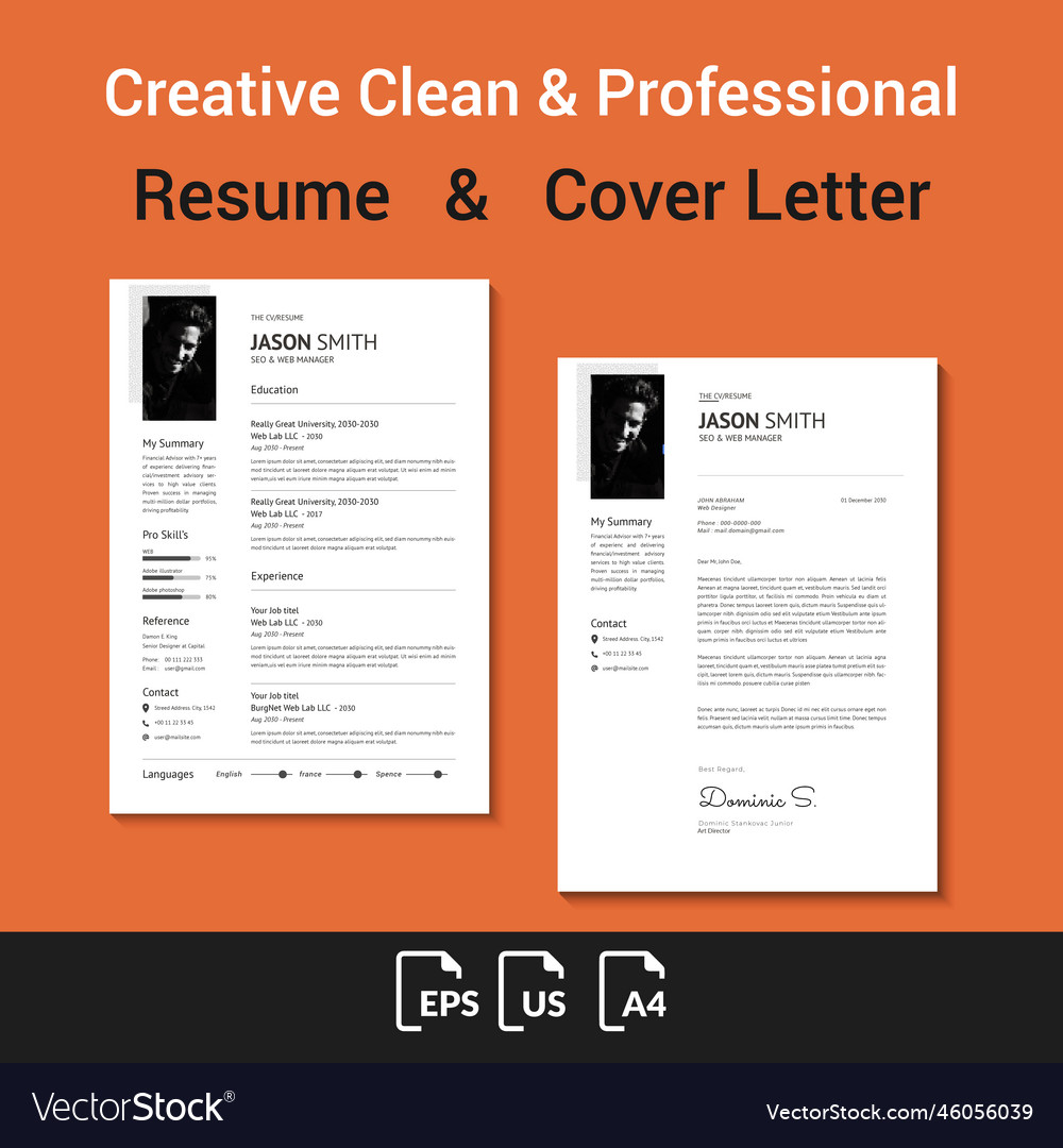 Creative Clean Cvresume Template Image Royalty Free Vector 9283