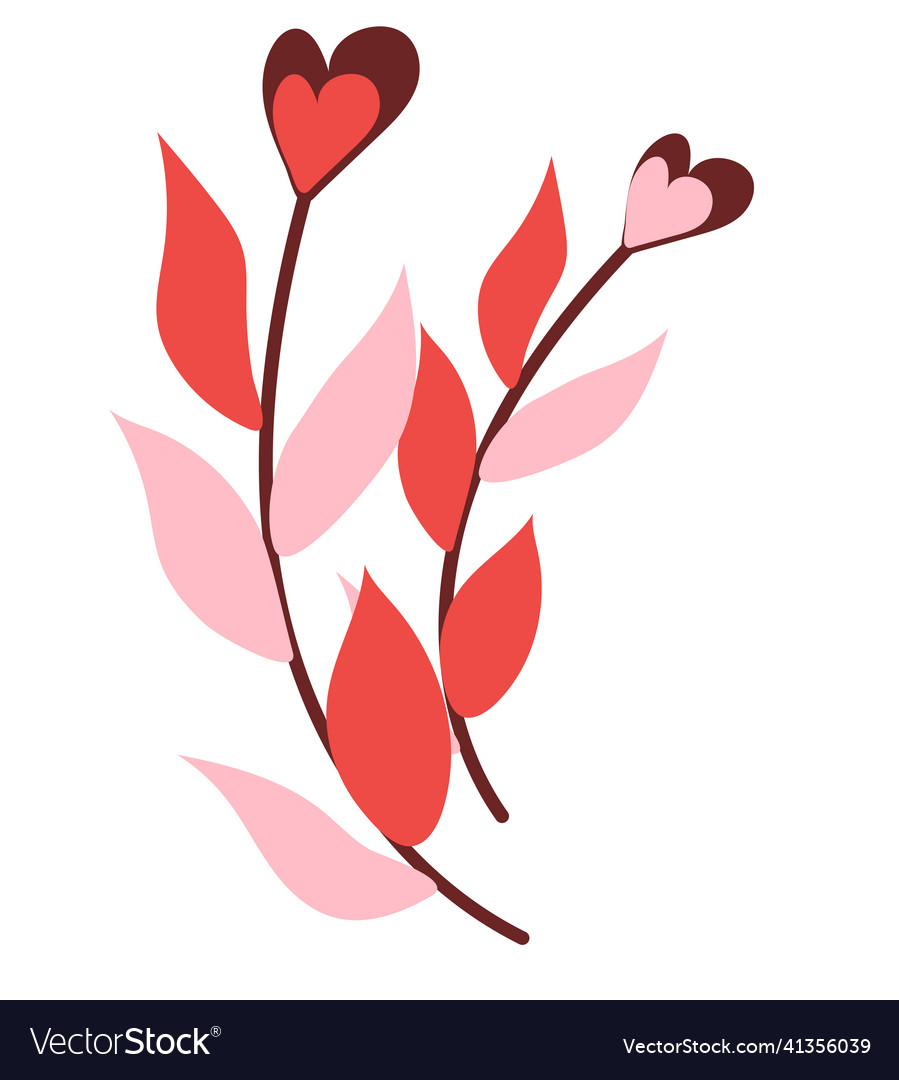 Doodle sketch twigs with hearts design element