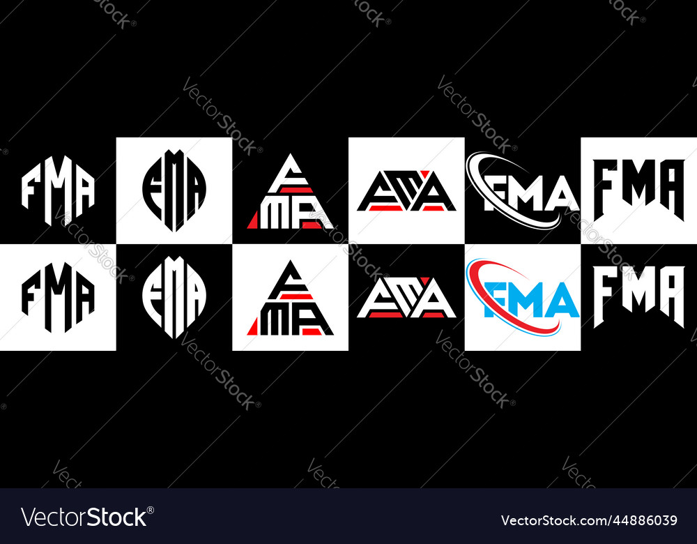 Fma letter logo design in six style polygon