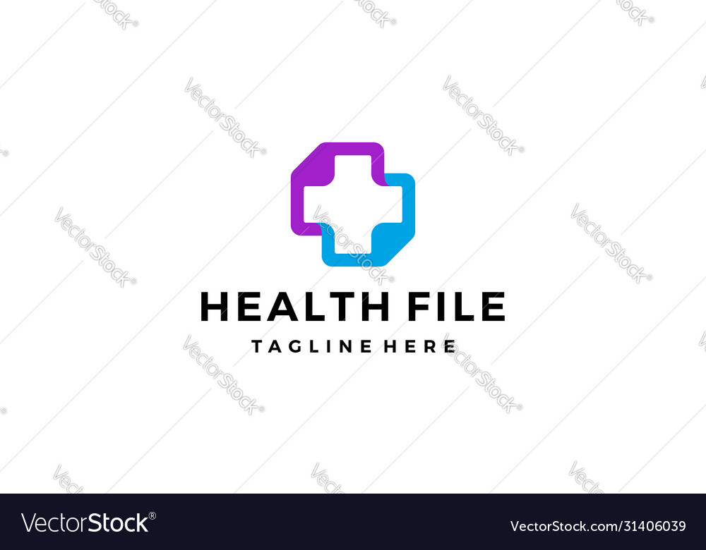 Health file document medical logo design concept