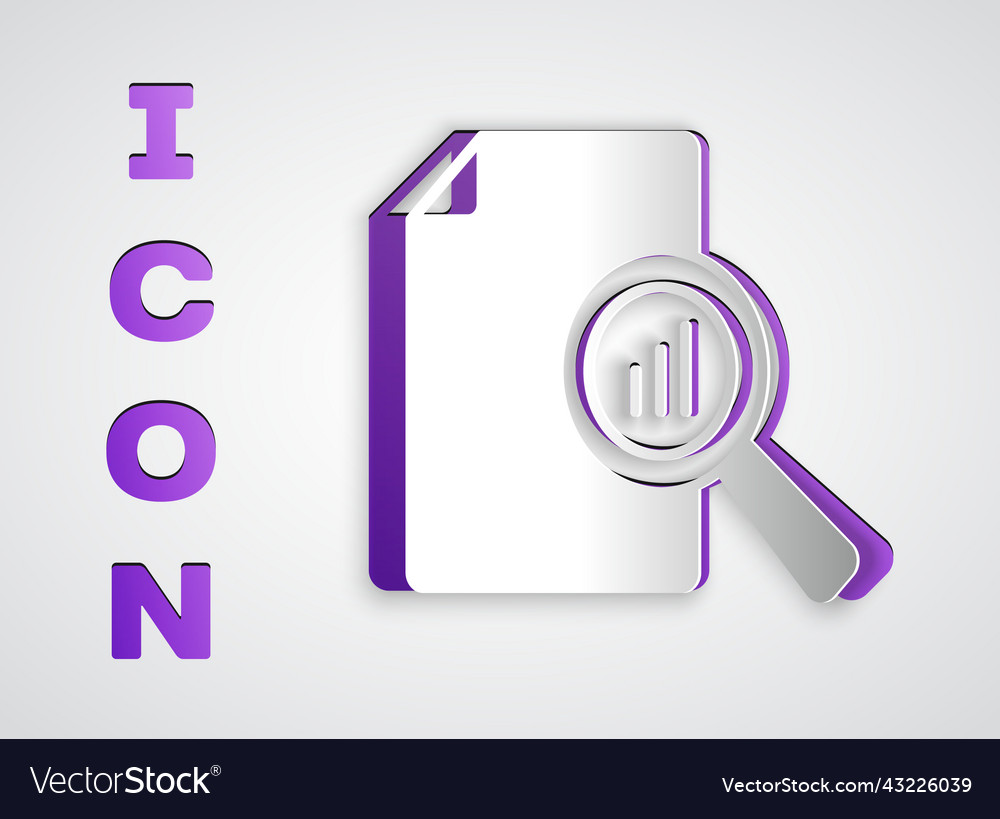 Paper cut document with graph chart icon isolated vector image Paper cut document with graph chart icon isolated