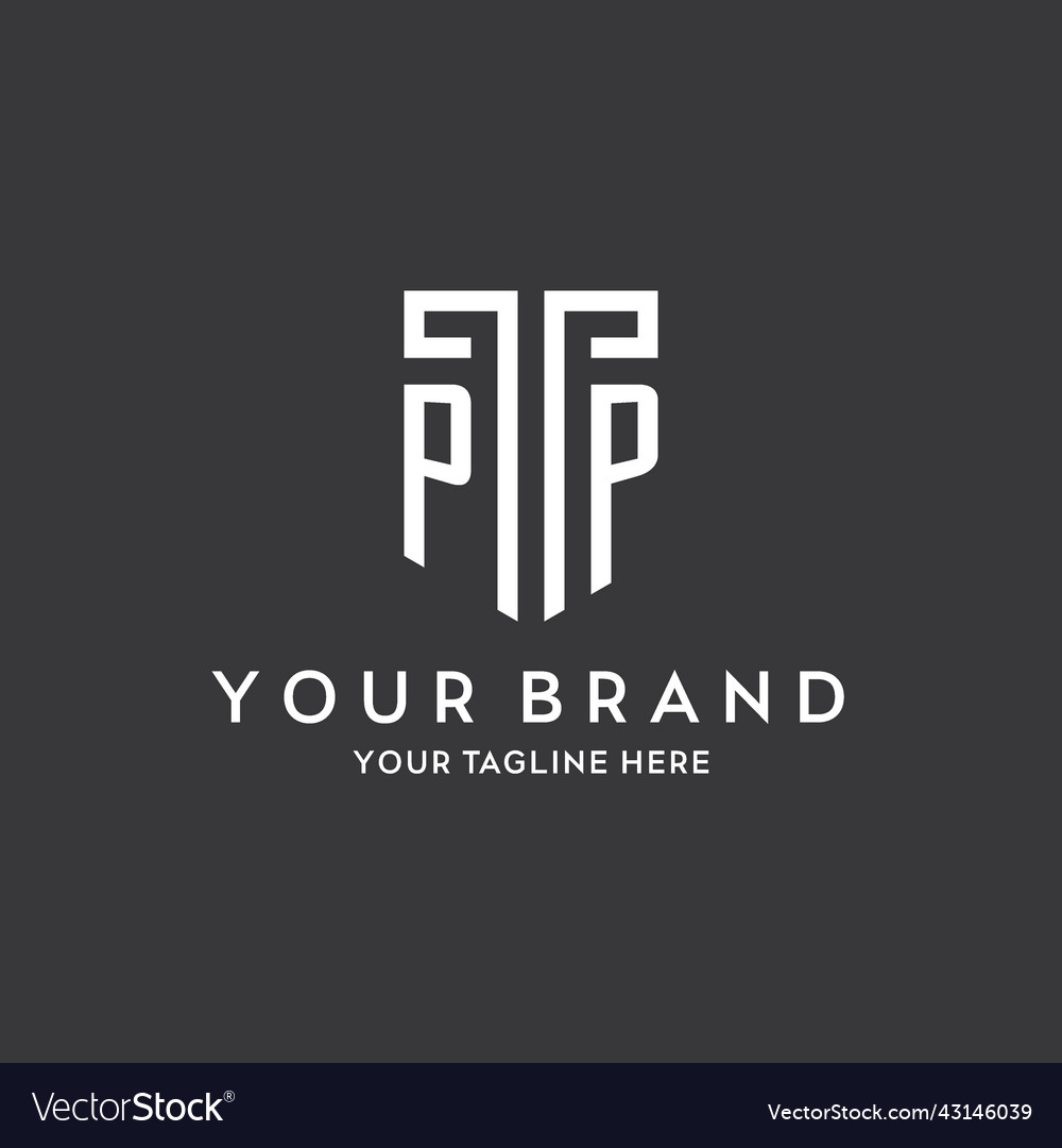 Pp monogram initial name with shield shape icon Vector Image Pp monogram initial name with shield shape icon