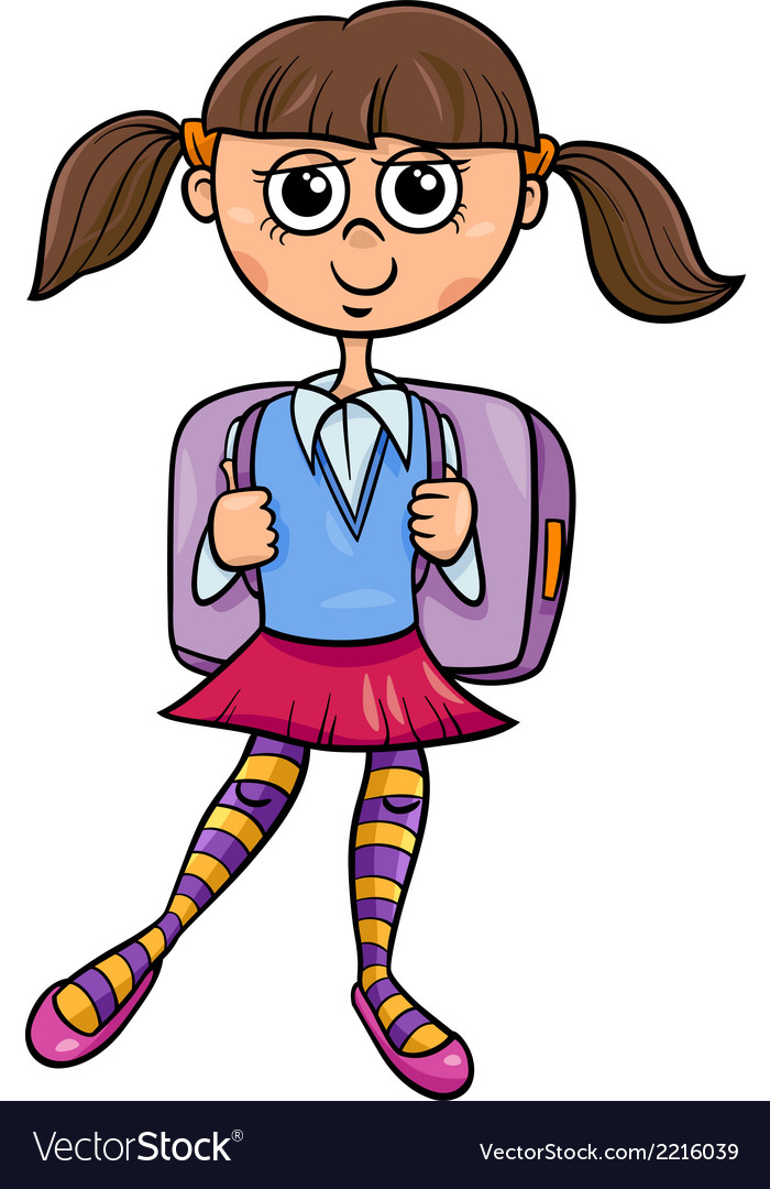 Primary School Girl Cartoon Royalty Free Vector Image 