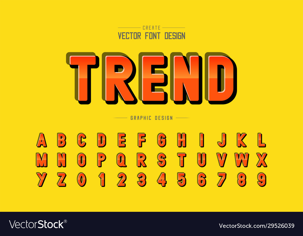 Reflective font and alphabet gradient style vector image Reflective font and alphabet gradient style