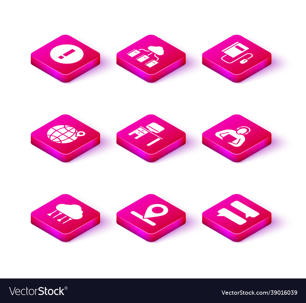 Set network cloud connection location globe vector image Set network cloud connection location globe