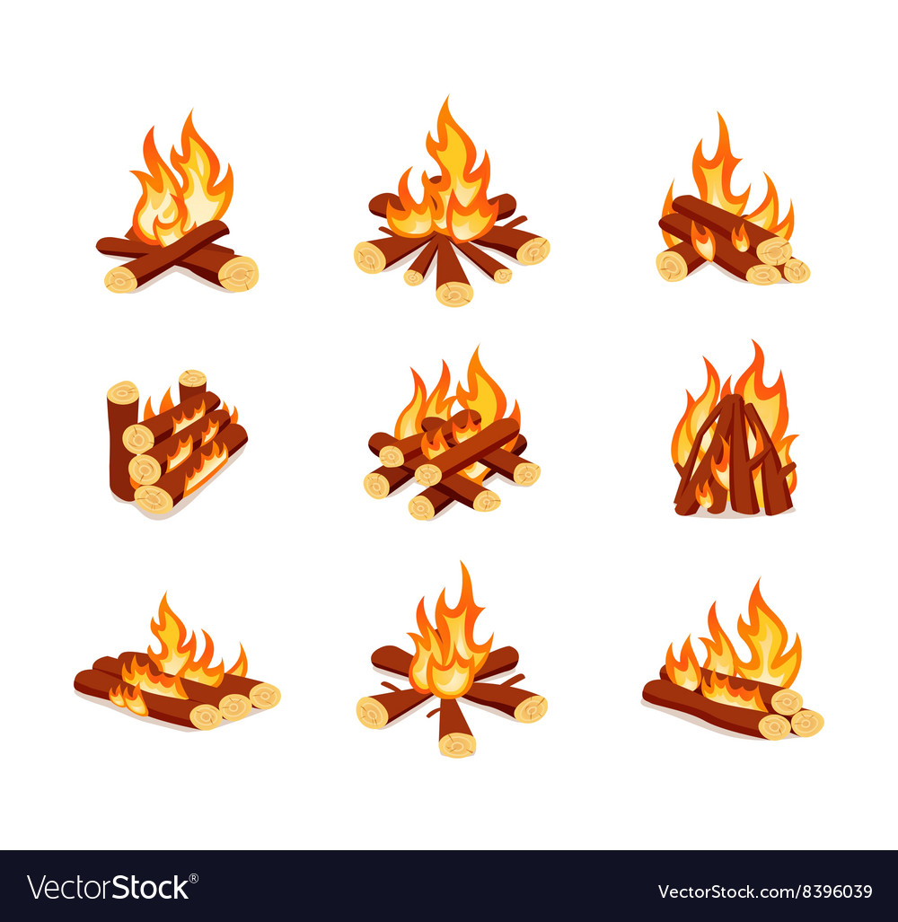 Set of campfires isolated on white background Vector Image