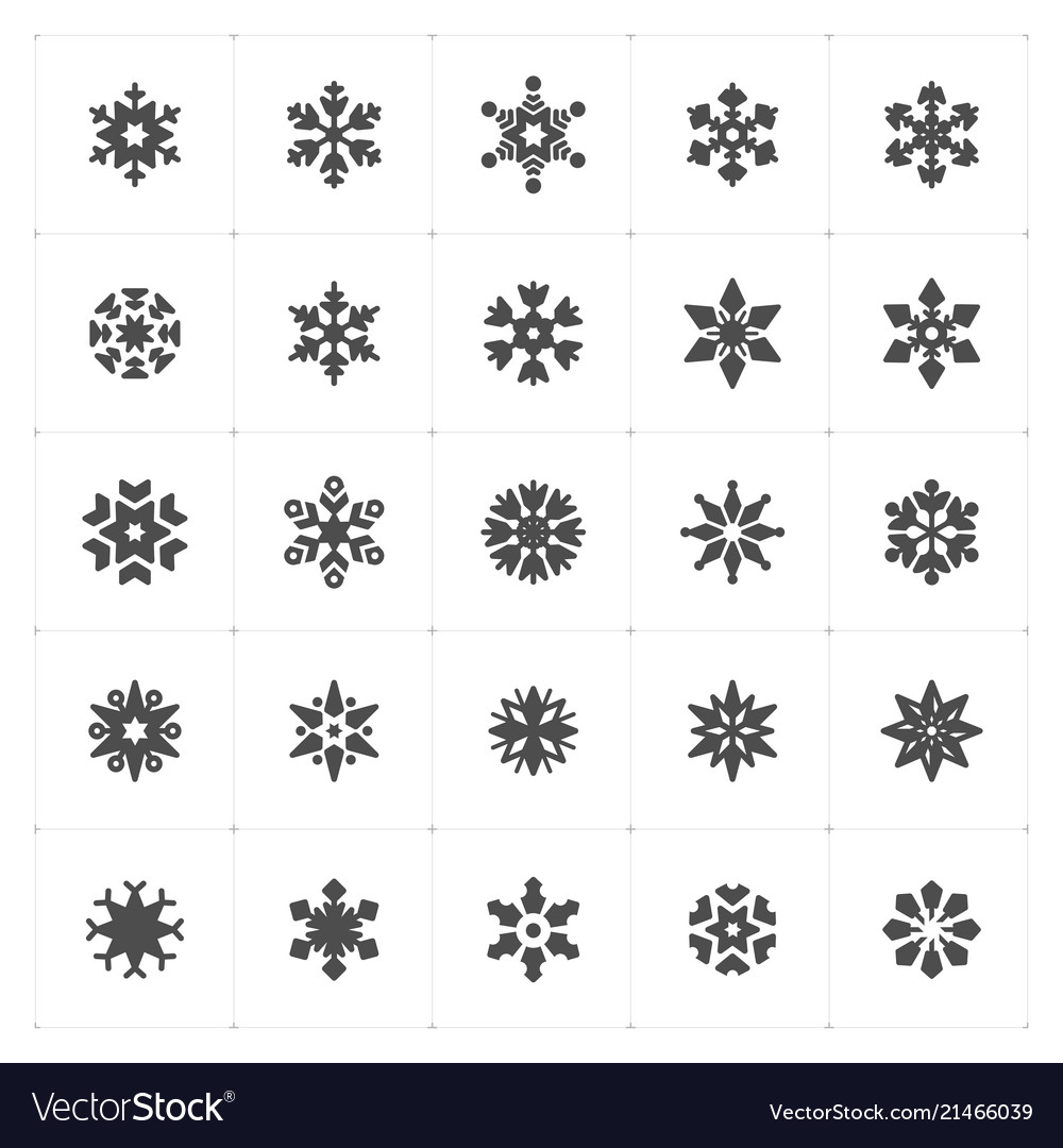 Snowflake Icon Set - Filled Style