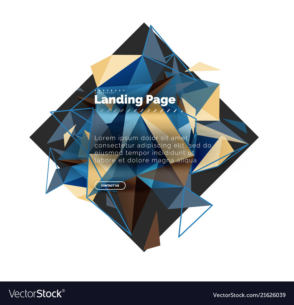 Triangular design abstract background landing vector image Triangular design abstract background landing