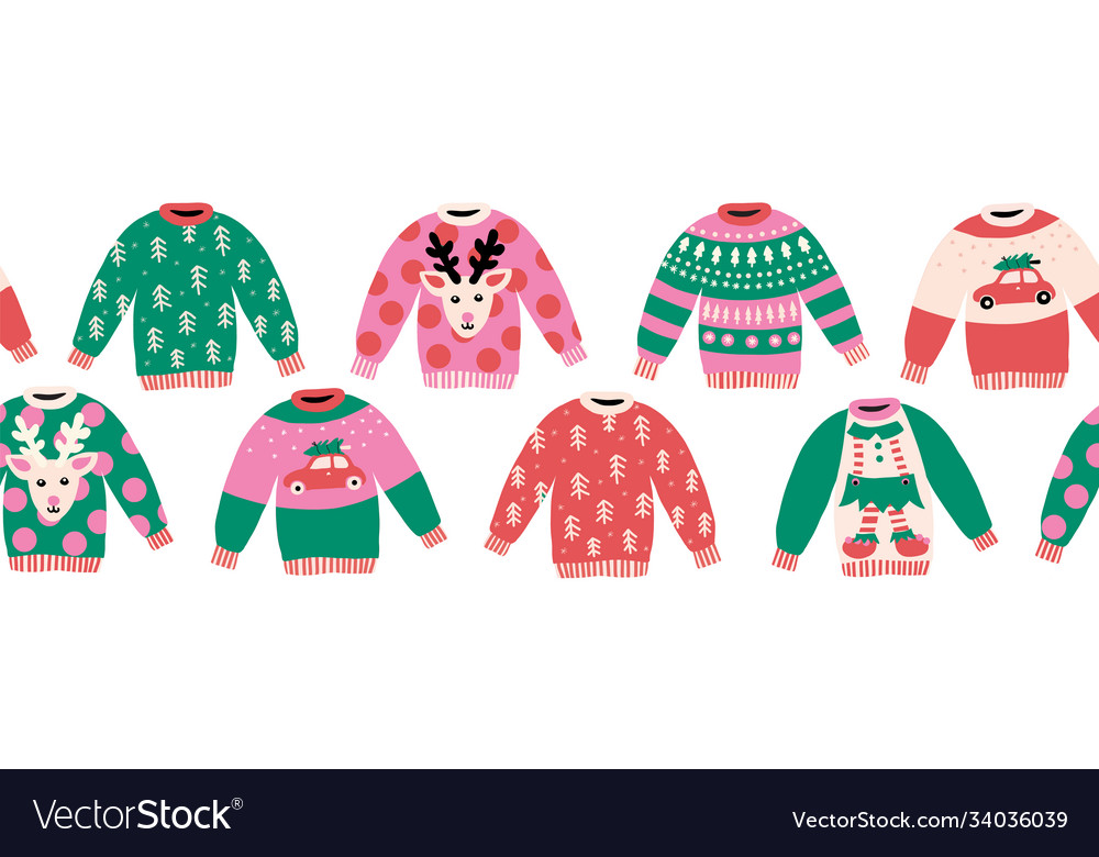 Ugly christmas sweaters seamless border Royalty Free Vector