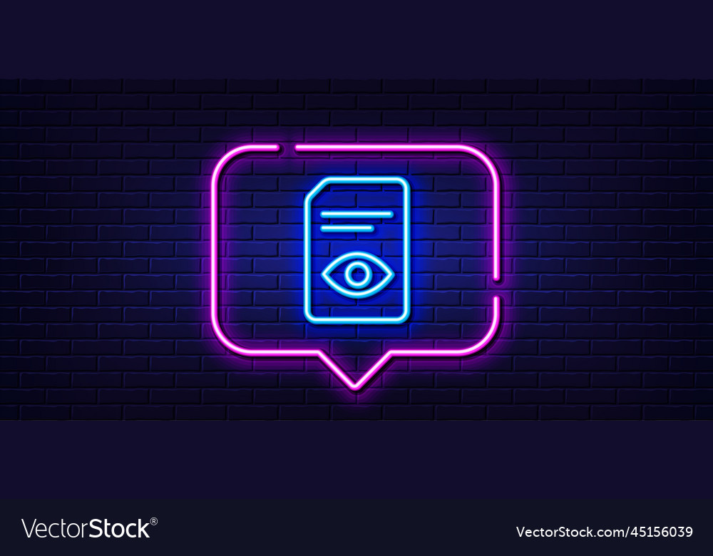 View document line icon open file sign neon Vector Image View document line icon open file sign neon