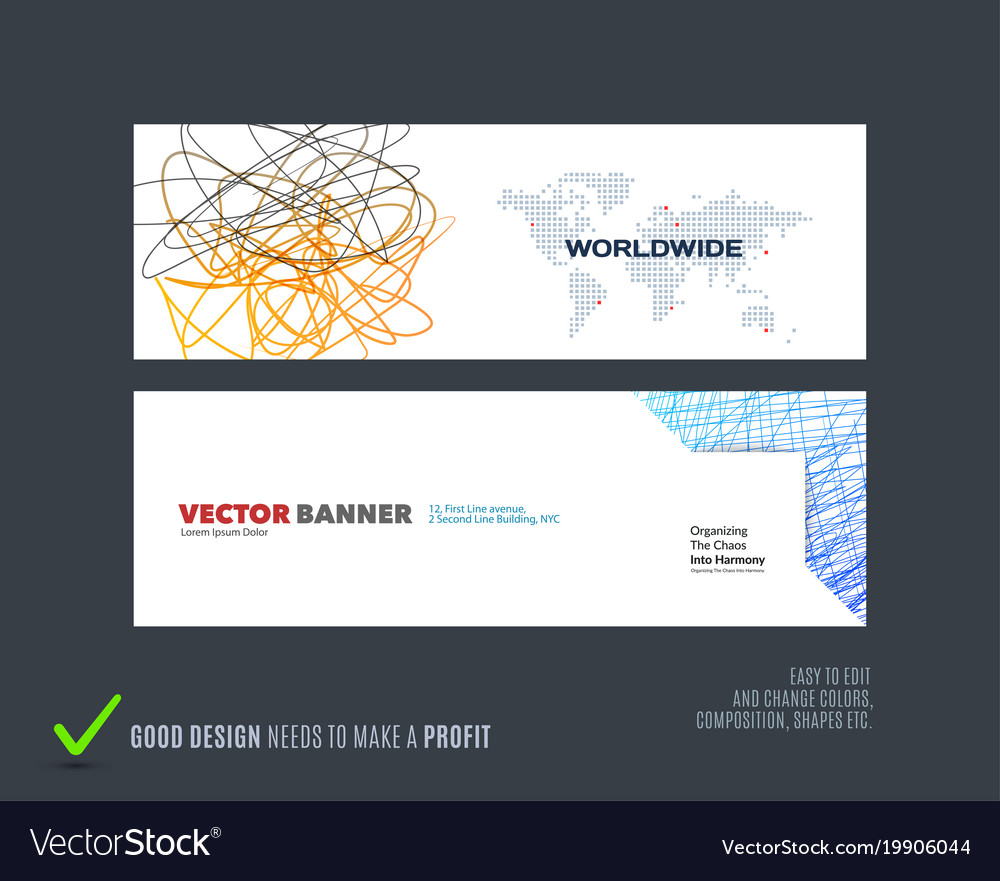 Abstract set of modern horizontal website