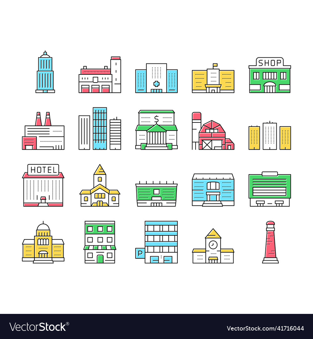 Bauen Architektur Sammlung Icons Set vector image Bauen Architektur Sammlung Icons Set
