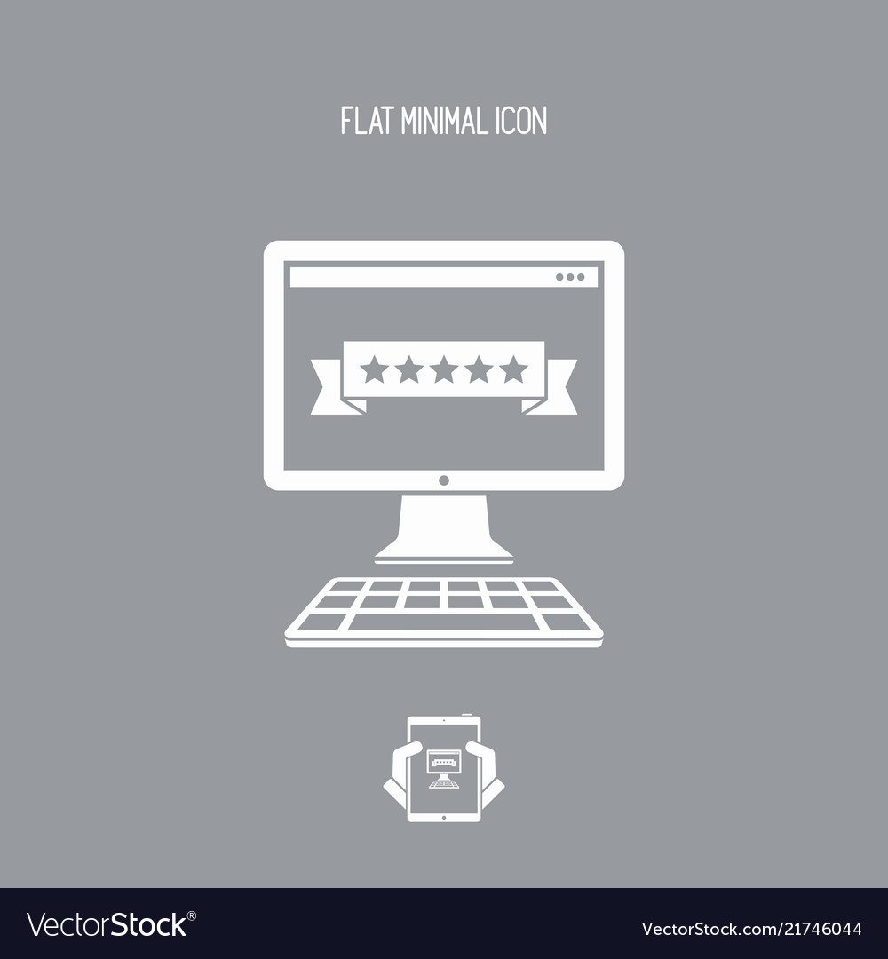 Five stars rating computer - flat minimal icon vector image Five stars rating computer - flat minimal icon